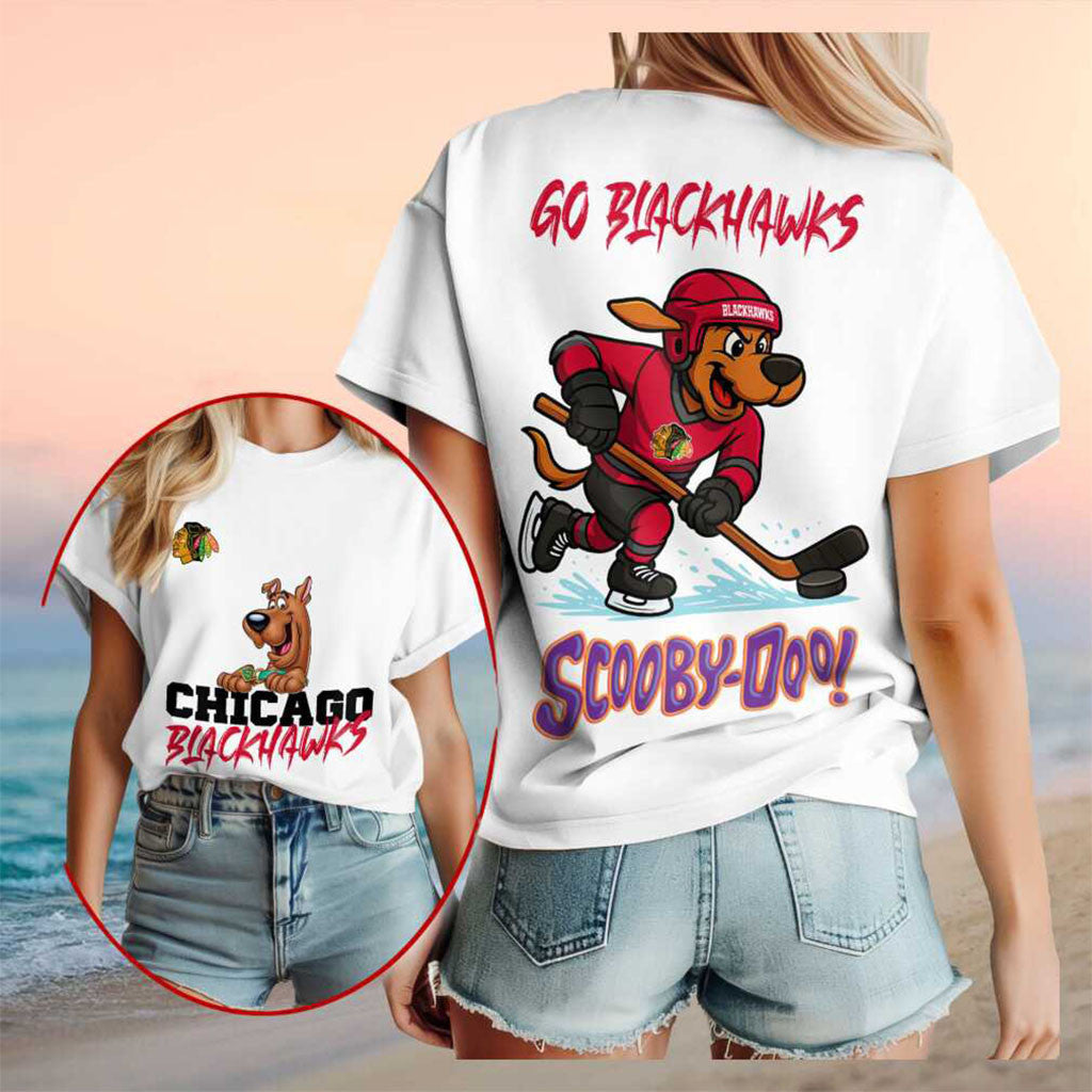 Chicago Blackhawks Scooby Doo Cartoon Shirt Blackhawks Merch 2026 Gift For Hockey Fans - Merchluma