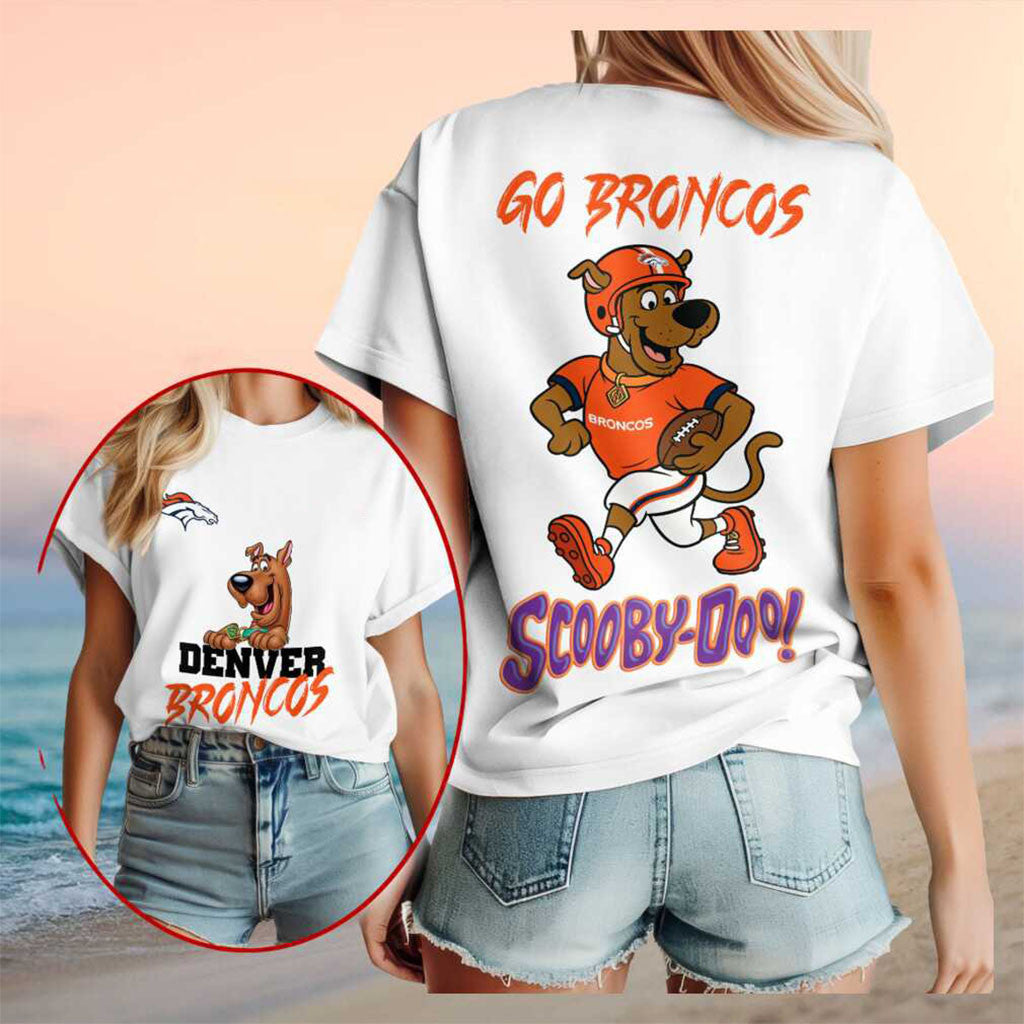 Denver Broncos Scooby Doo Football Cartoon Character Shirt Denver Broncos Merch Best Gifts - Merchluma