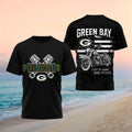 Green Bay Packers Motorcycle American Flag Vintage Shirt Packers Merch Football Themed Gifts - Merchluma
