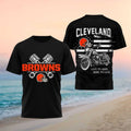 Cleveland Football Motorcycle American Flag Vintage Shirt Cleveland Browns Merch Fan Gifts - Merchluma