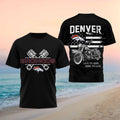Denver Broncos Motorcycle American Flag Pistons Shirt Denver Broncos Merch Football Fan Gifts - Merchluma