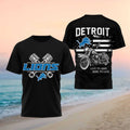 Detroit Football Motorcycle American Flag Vintage Shirt Detroit Lions Merch Gift For Game Day - Merchluma