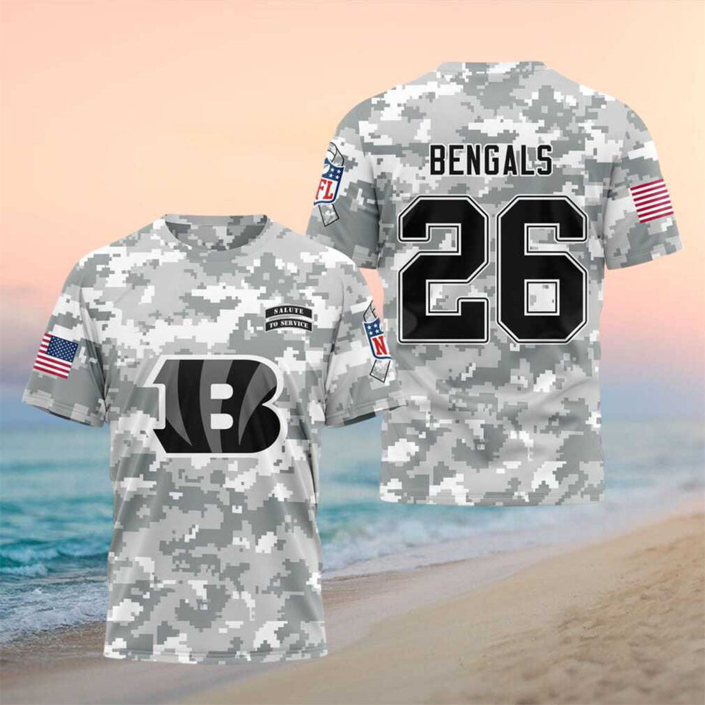 Cincinnati Bengals Salute To Service Camo Shirt 2026 Cincinnati Bengals Merch Football Fan Gear - Merchluma