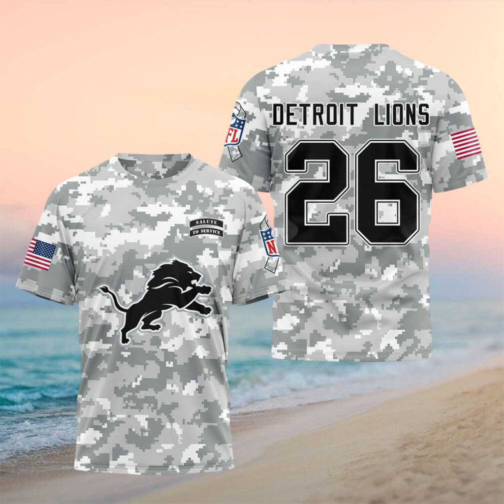 Detroit Lions Salute To Service Camo Shirt 2026 Detroit Lions Merch Present For Football Fans - Merchluma