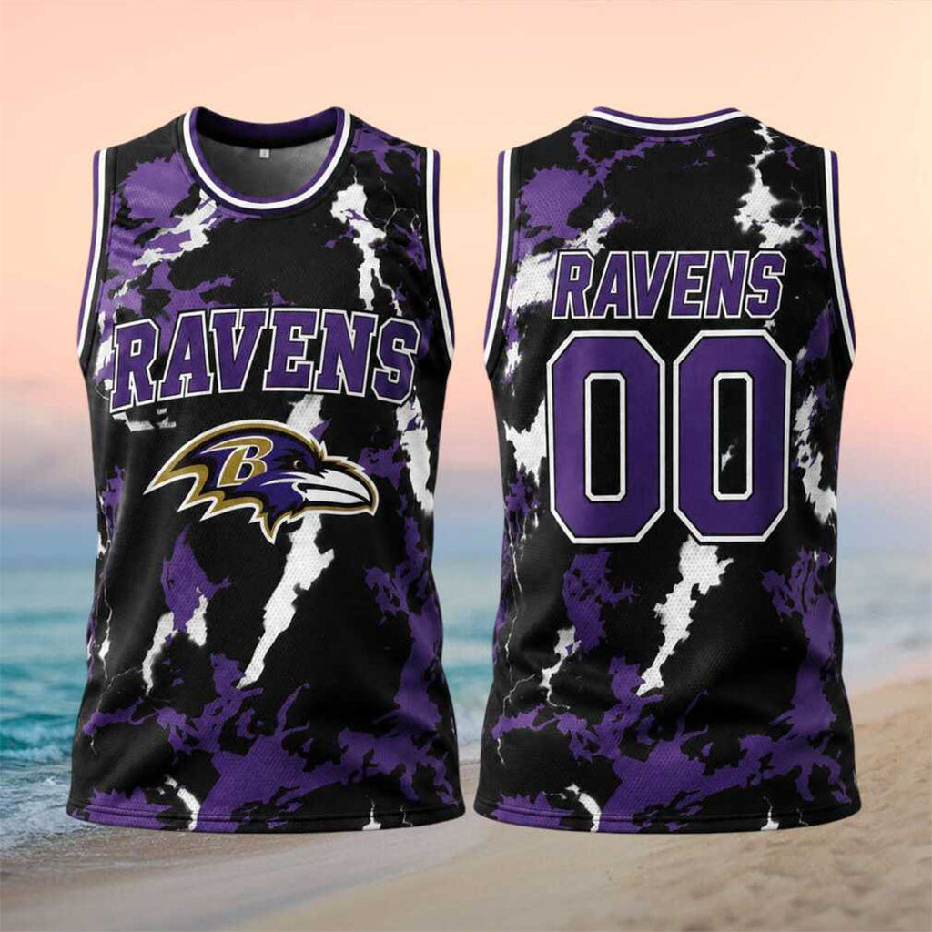 Personalized Baltimore Ravens Lightning Basketball Jersey Baltimore Ravens Merch Gift For Fans - Merchluma