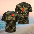 Cleveland Browns US Army Military Camo Shirt Cleveland Browns Merch Army Veteran Outfits - Merchluma