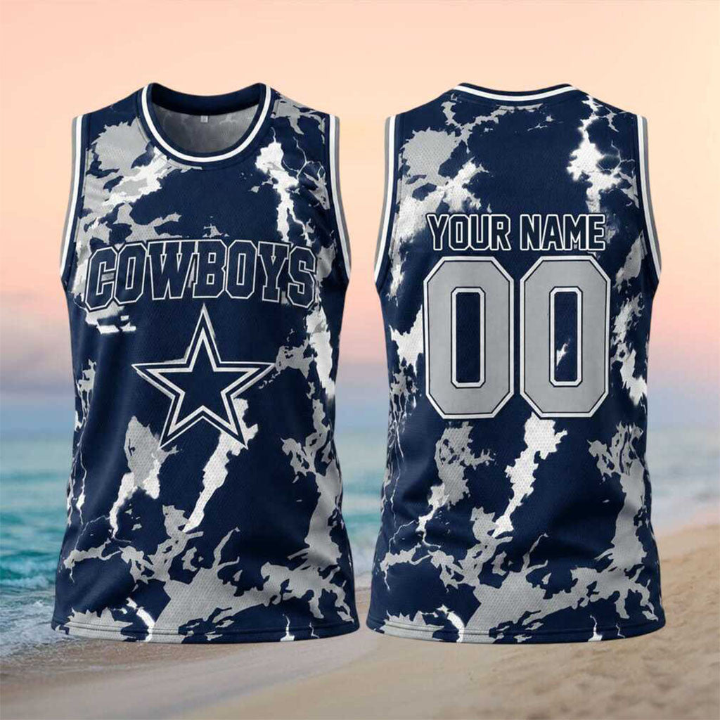 Personalized Dallas Football Team Lightning Basketball Jersey Dallas Cowboys Merch Fan Gifts - Merchluma