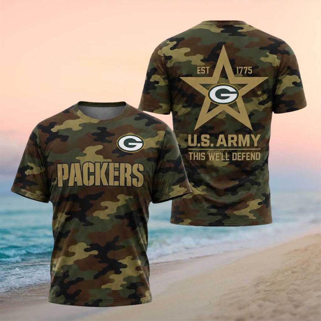 Green Bay Packers US Army Military Camo Shirt 2026 Packers Merch Gift For Football Fans - Merchluma