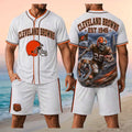 Cleveland Browns Merch Skull Football Bulldog Mascot Stadium Jersey And Shorts Set Him Gift - Merchluma