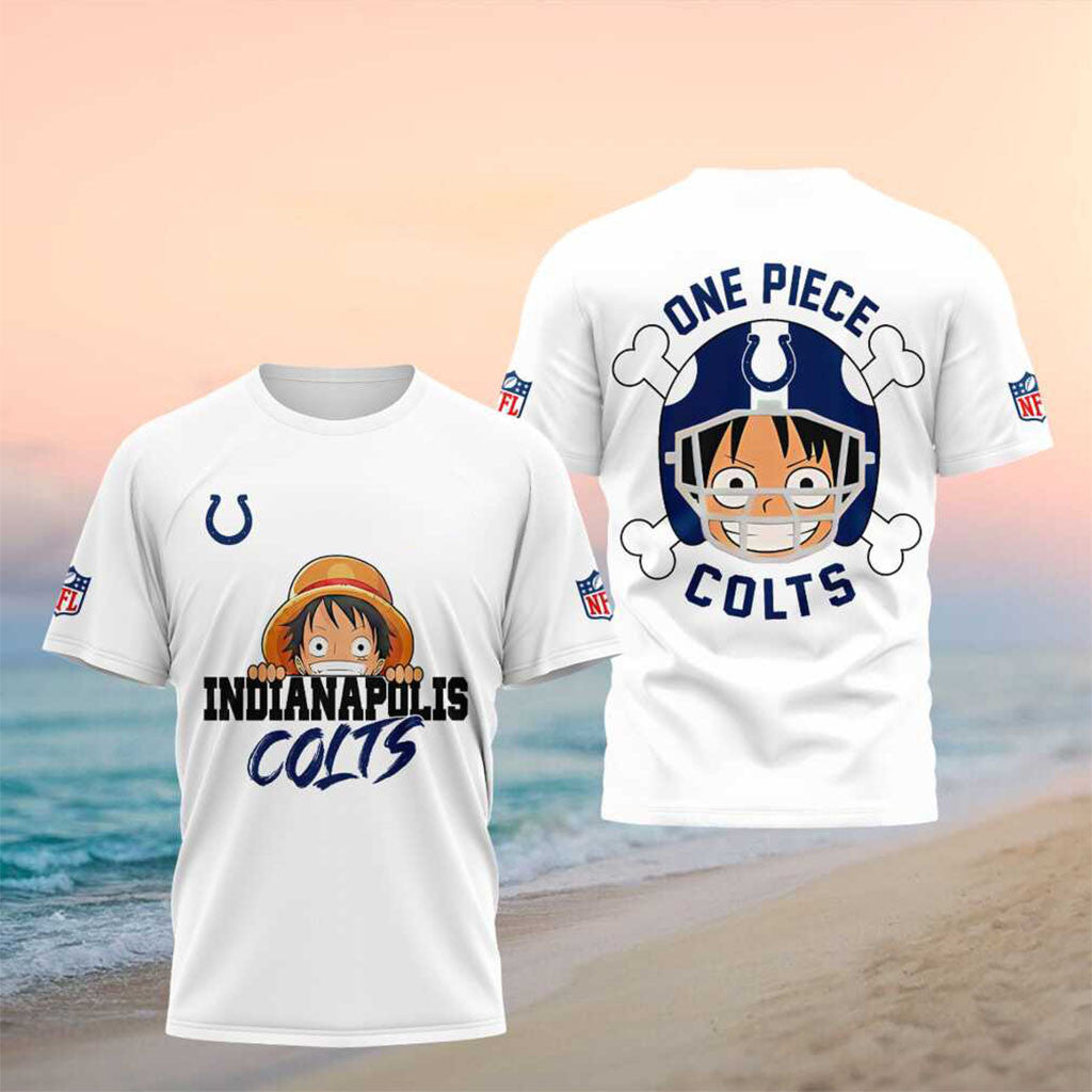 Indianapolis Colts One Piece Luffy Anime Football Shirt Indianapolis Colts Merch Fan Gifts - Merchluma