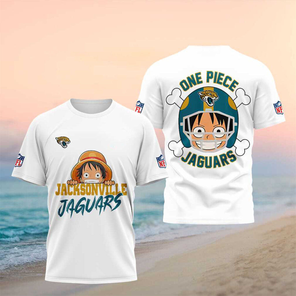 Jacksonville Jaguars Luffy One Piece Anime Football Shirt Jacksonville Jaguars Merch Him Gifts - Merchluma