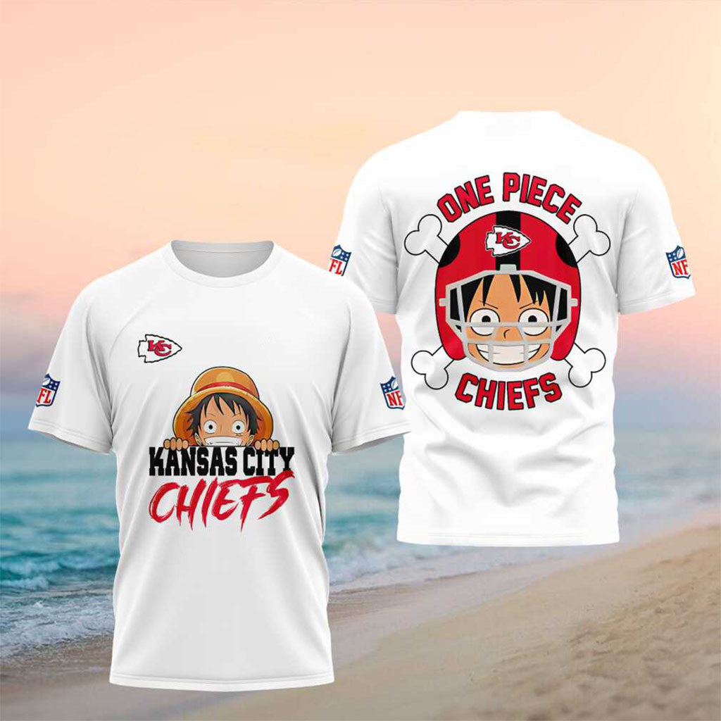 Kansas City Chiefs Luffy One Piece Anime Football Shirt Chiefs Merch Present For Game Day - Merchluma
