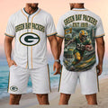 Green Bay Packers Skull Football Mascot Stadium Jersey And Shorts Set Packers Merch Fan Gifts - Merchluma
