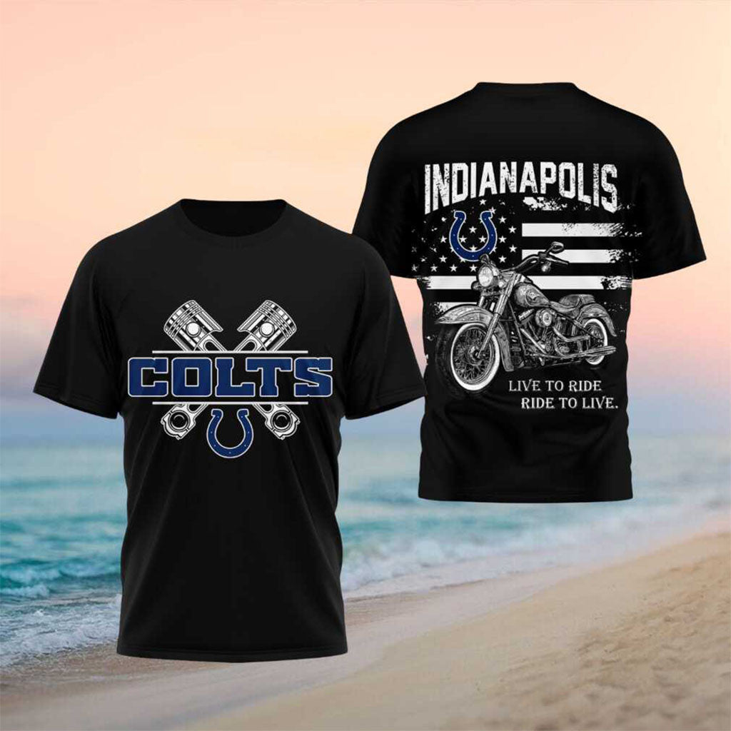 Indianapolis Colts Motorcycle American Flag Pistons Shirt Indianapolis Colts Merch Him Gifts - Merchluma