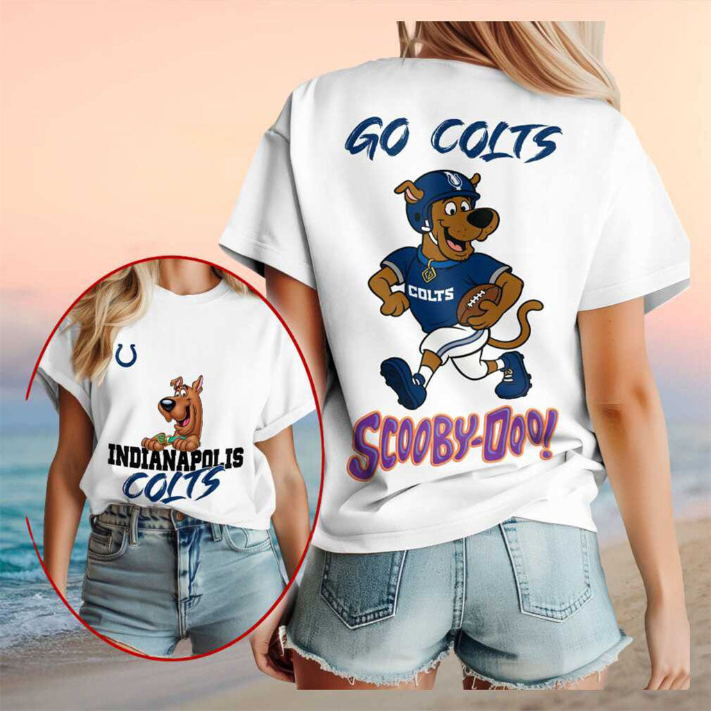 Indianapolis Colts Scooby Doo Football Cartoon Mascot Shirt Indianapolis Colts Merch Fan Gifts - Merchluma