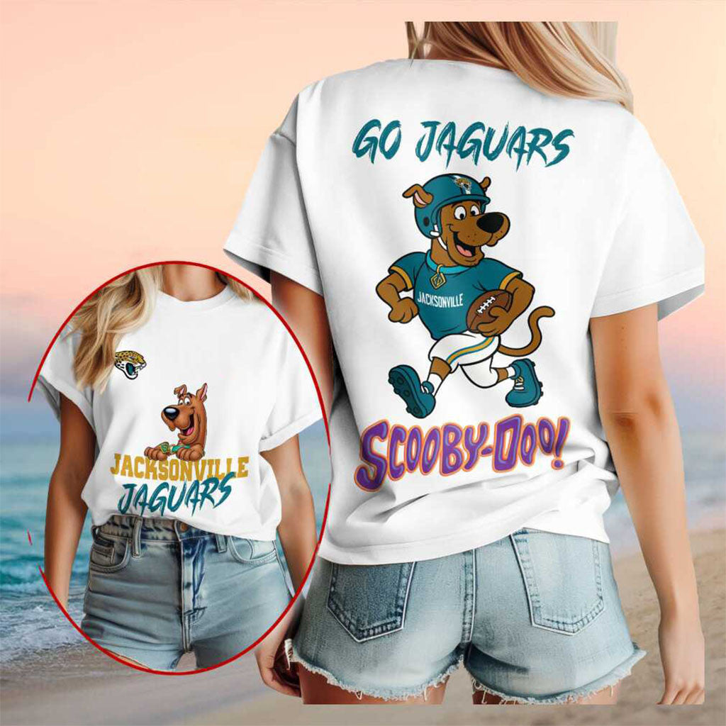 Jacksonville Jaguars Scooby Doo Football Cartoon Mascot Shirt Jacksonville Jaguars Merch Gifts - Merchluma