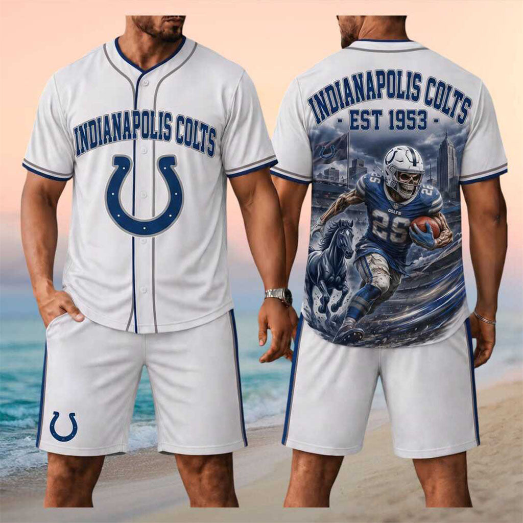 Indianapolis Colts Skull Football Horse Mascot Stadium Jersey And Shorts Set Colts Merch 2026 - Merchluma