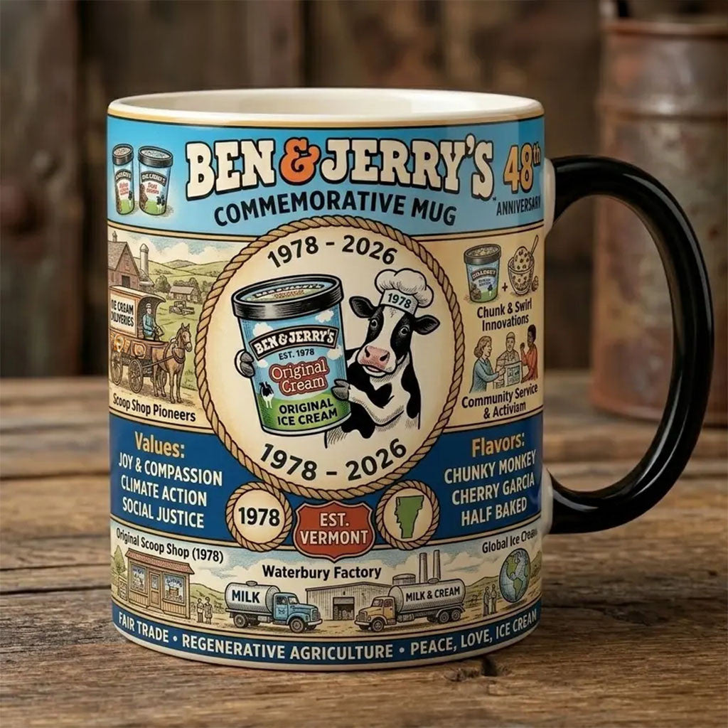 Ben And Jerry's 48th Anniversary 1978 2026 Commemorative Mug Unique Gifts For Wife - Merchluma