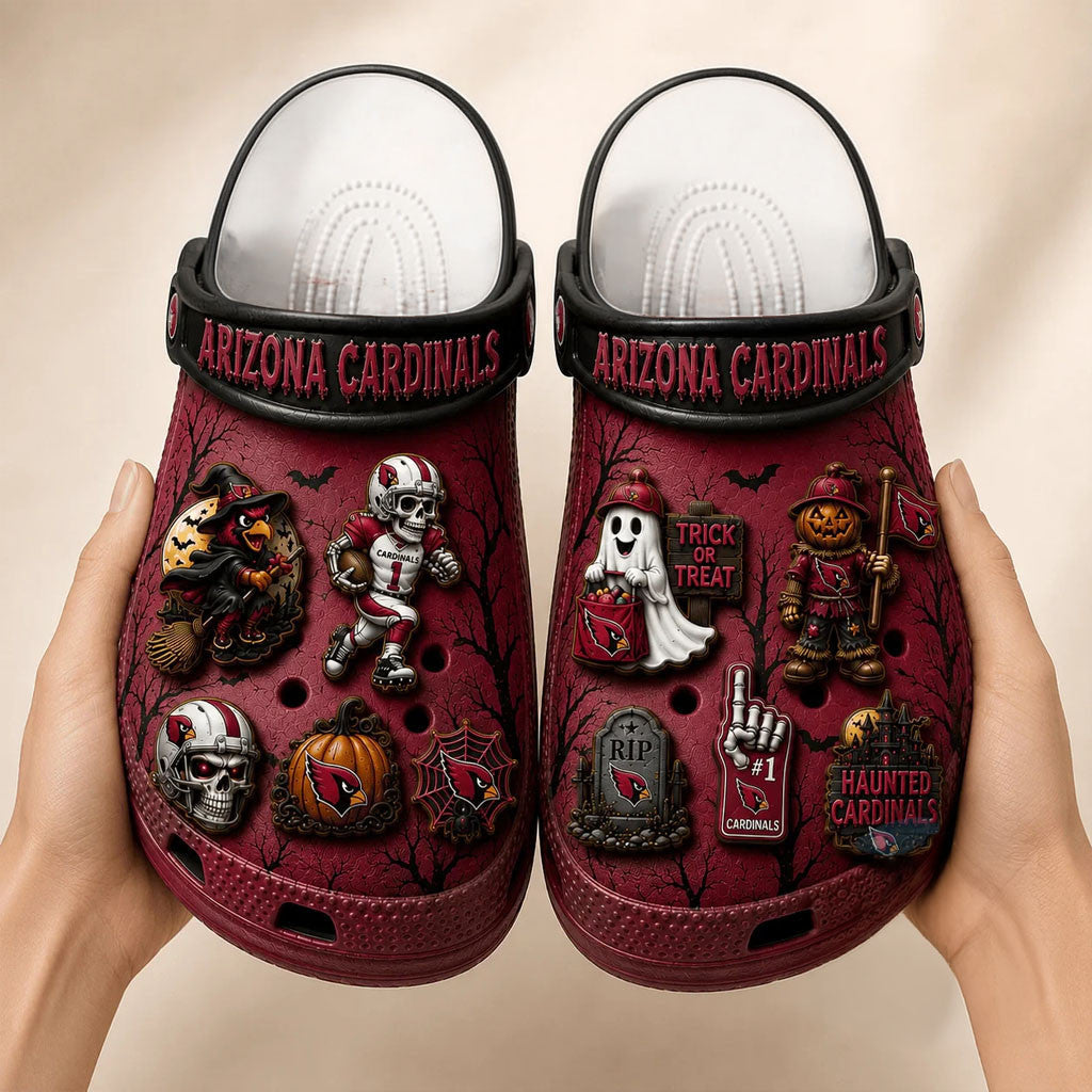 Arizona Cardinals Haunted Halloween 2026 Clogs Arizona Cardinals Merch Gift For Football Lover - Merchluma