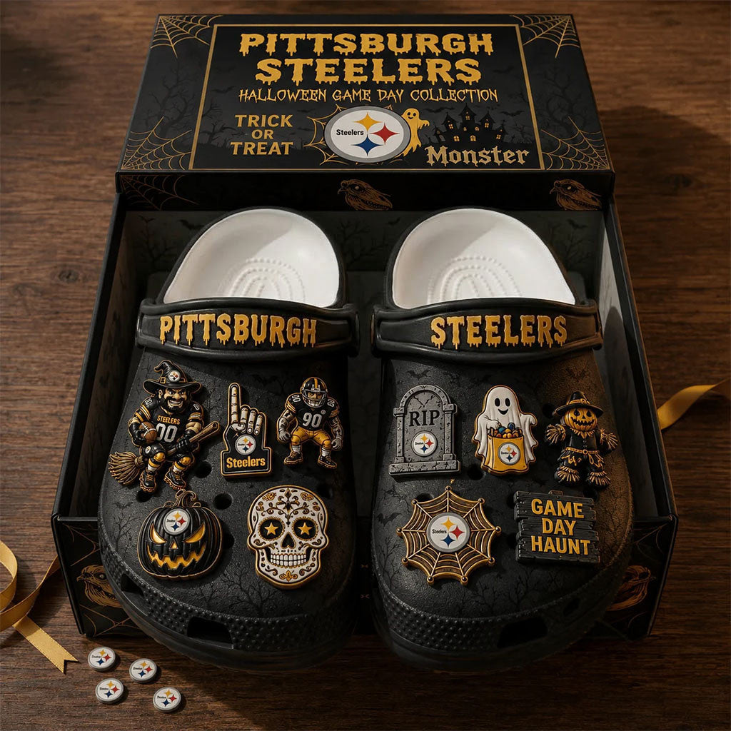 Pittsburgh Steelers Halloween Game Day Crocs Steelers Merch Present For Football Fans - Merchluma