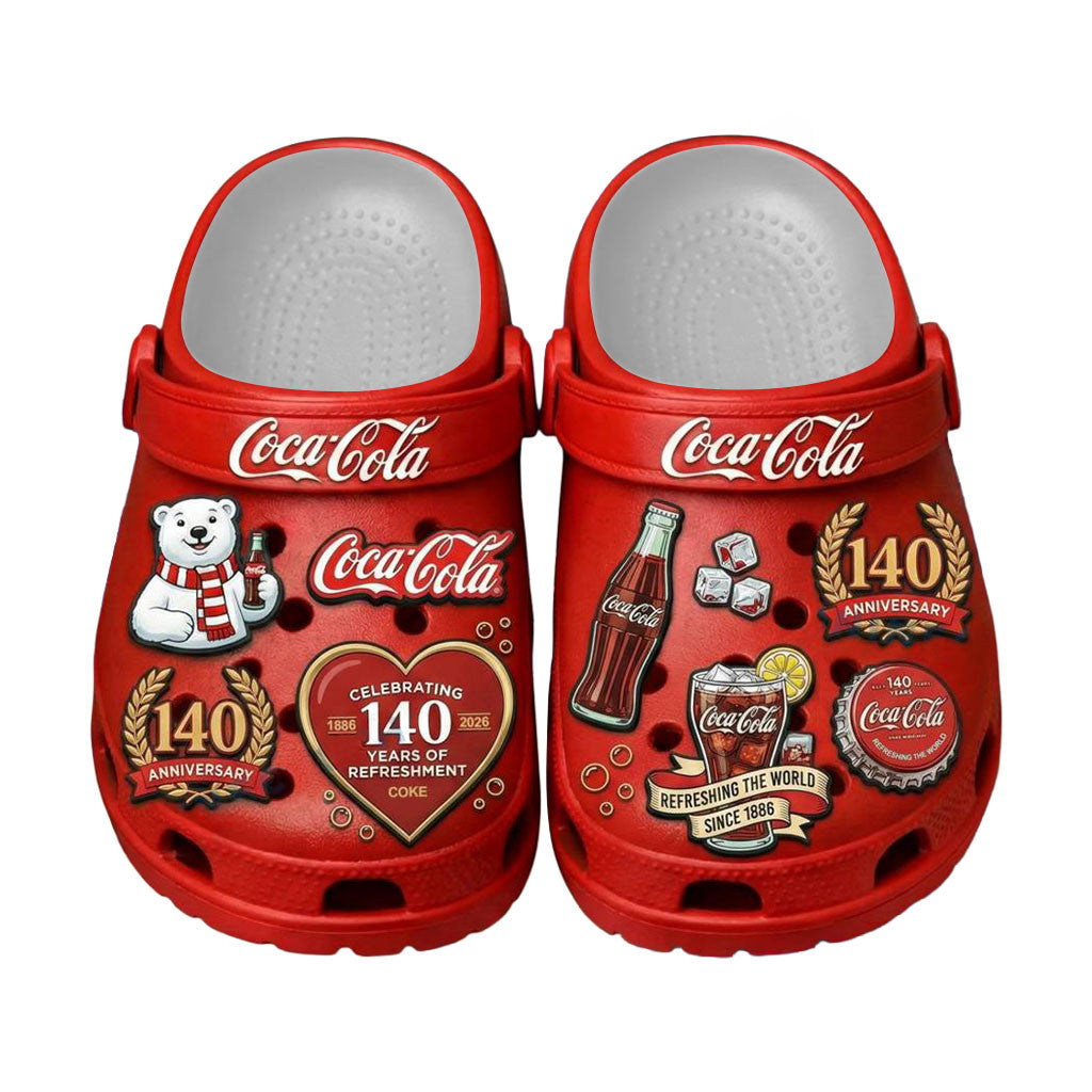 Coca-Cola 140th Anniversary Clogs Shoes Coca-Cola Merch Best Gifts For Him - Merchluma