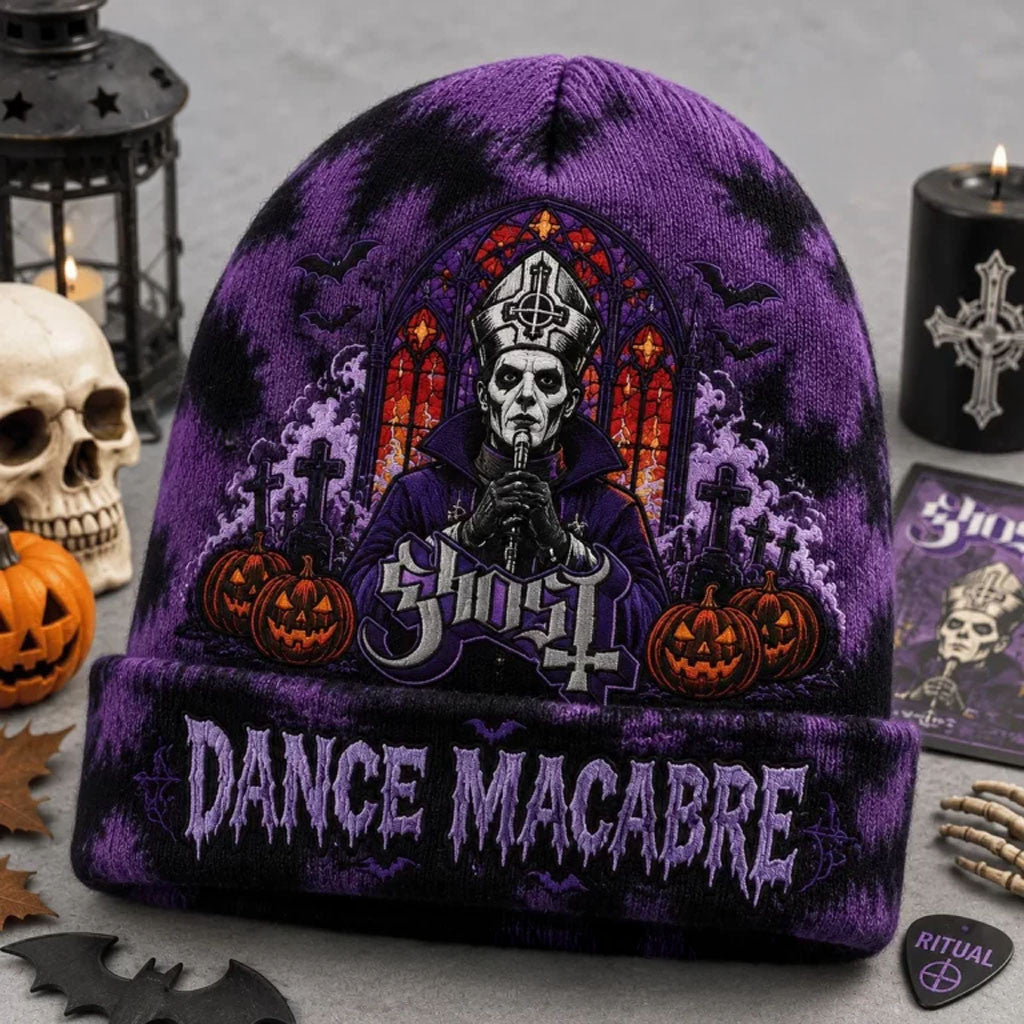 Ghost Halloween Beanie 2026 Dance Macabre Beanie GHOST Band Merch Halloween Present Ideas - Merchluma