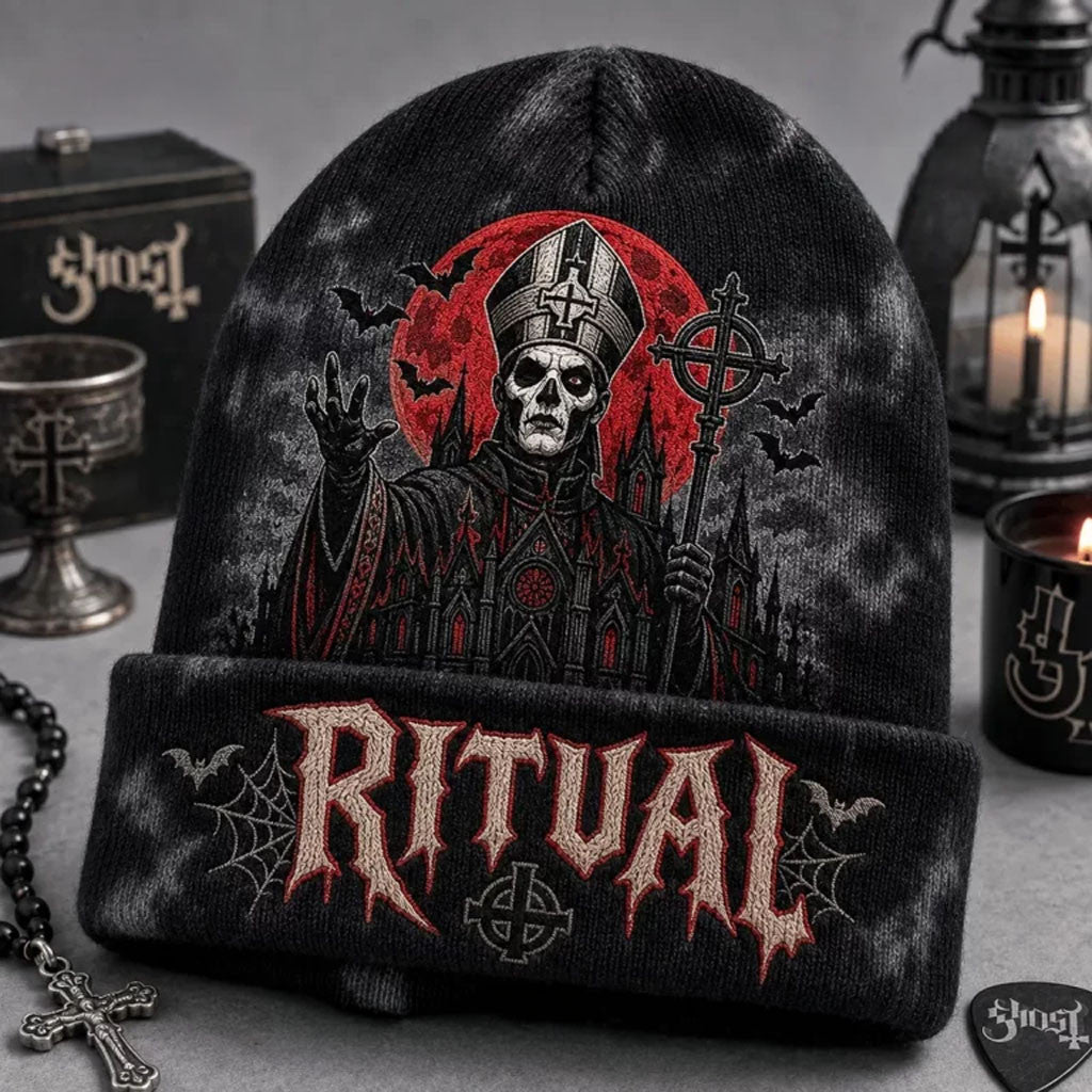 Ghost Halloween Beanie 2026 Ritual Beanie GHOST Band Merch Halloween Ideas For Gifts - Merchluma