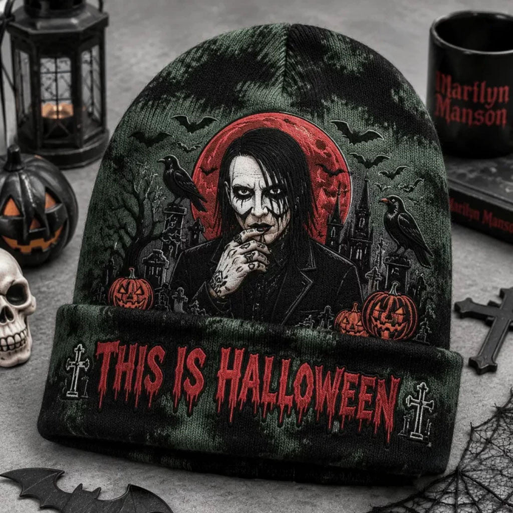 Marilyn Manson Halloween Beanie 2026 This Is Halloween Beanie Marilyn Manson Merch Fan Gifts - Merchluma