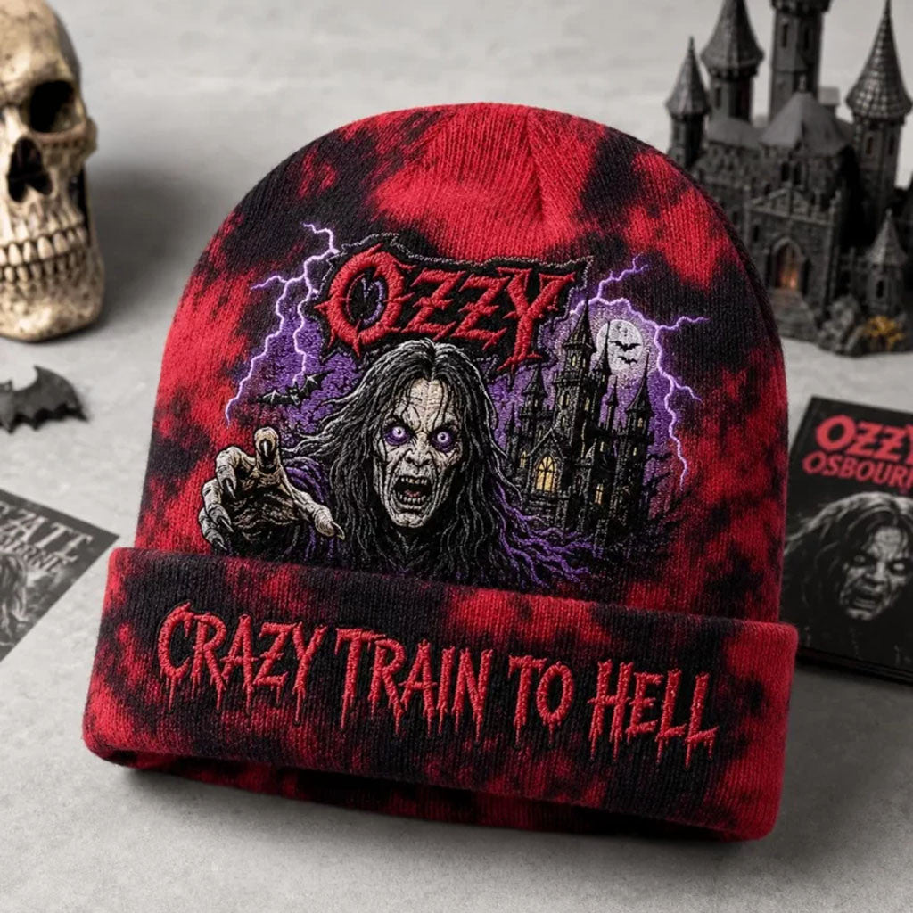 Ozzy Osbourne Halloween Beanie 2026 Crazy Train To Hell Beanie Ozzy Osbourne Merch Best Gifts - Merchluma