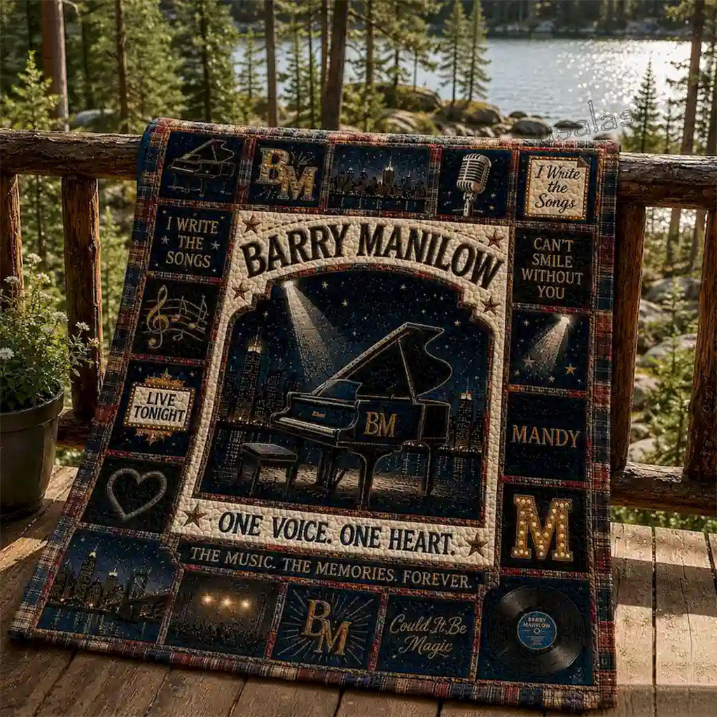 Barry Manilow One Voice One Heart Quilt Blanket Barry Manilow Merch Home Decor Items - Merchluma
