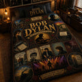Bob Dylan Blowin' In The Wind Stained Glass Quilt Blanket Bob Dylan Merch Bed Decor Ideas - Merchluma