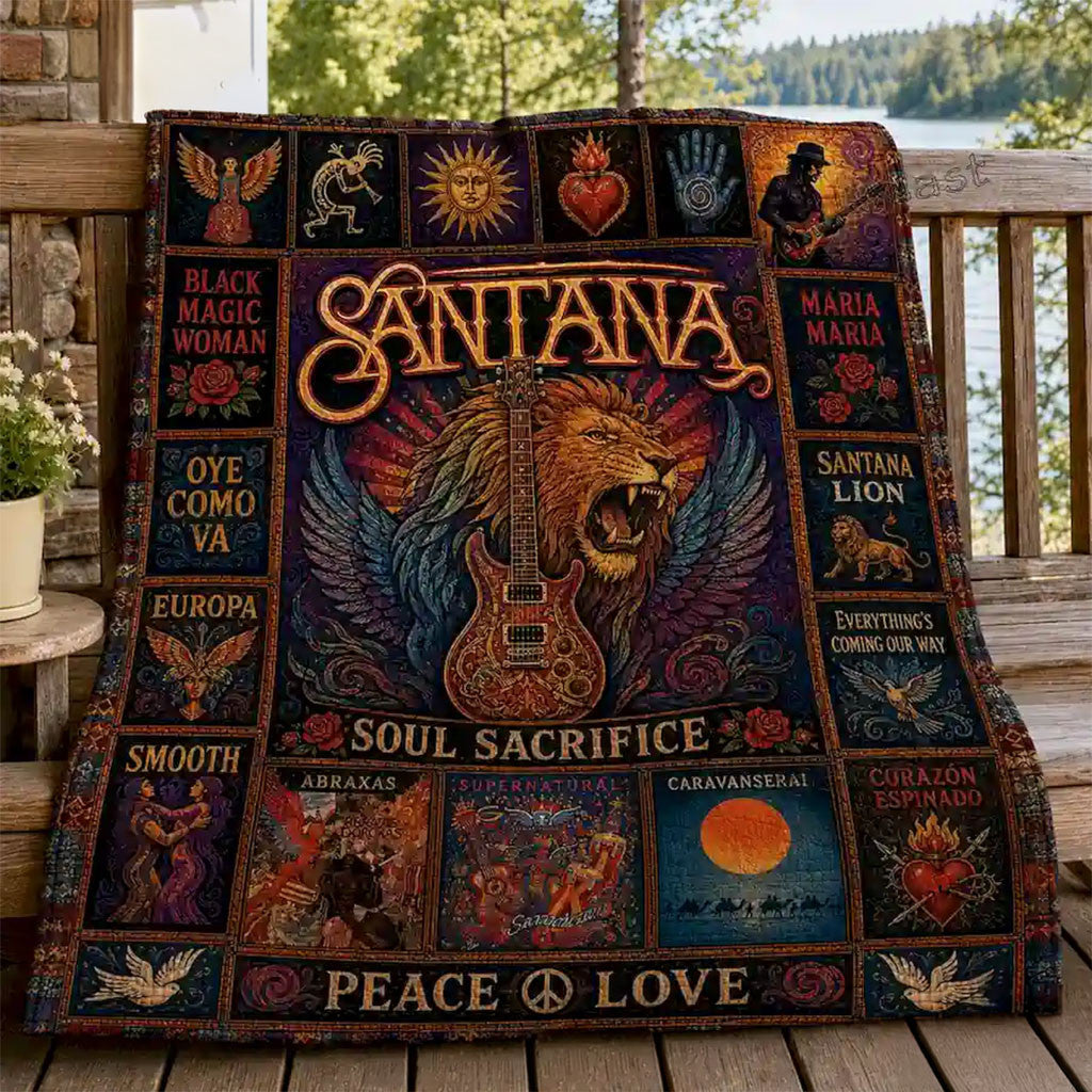 Carlos Santana The Mexican Legend Quilt Blanket Soul Sacrifice Santana Merch Sofa Decor Ideas - Merchluma