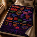 Classic Rock Band Legends Neon Quilt Blanket Bed Decor Ideas Gift For Rock Music Lovers - Merchluma