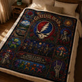 Grateful Dead Steal Your Face Stained Glass Quilt Blanket Grateful Dead Merch Bed Decor Ideas - Merchluma
