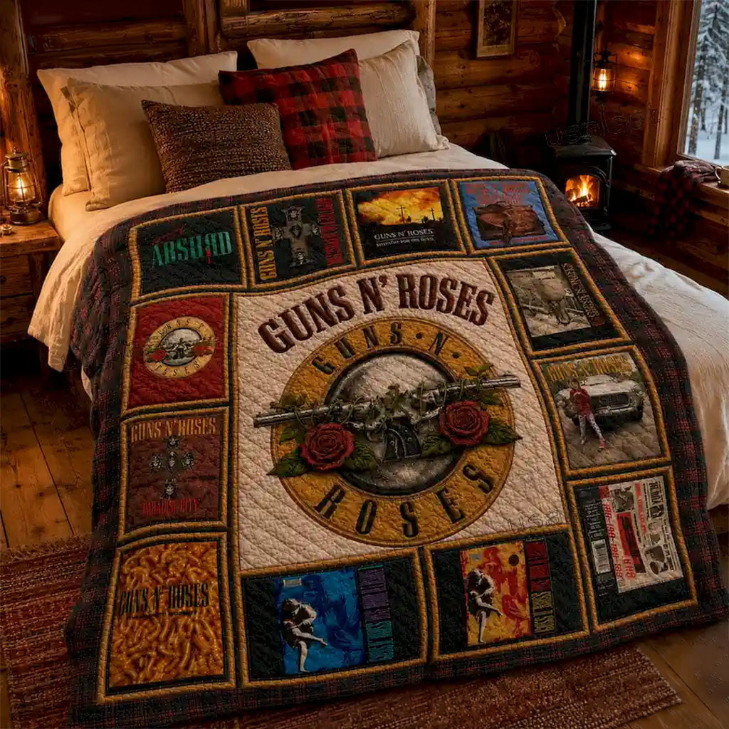 Guns N Roses Rock Band Quilt Blanket Rock Music Fan Home Decor GNR Merch Gift For Dad - Merchluma