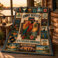 Jimmy Buffett Parrot Margaritaville Quilt Blanket It's 5 O'Clock Somewhere Jimmy Buffett Merch - Merchluma