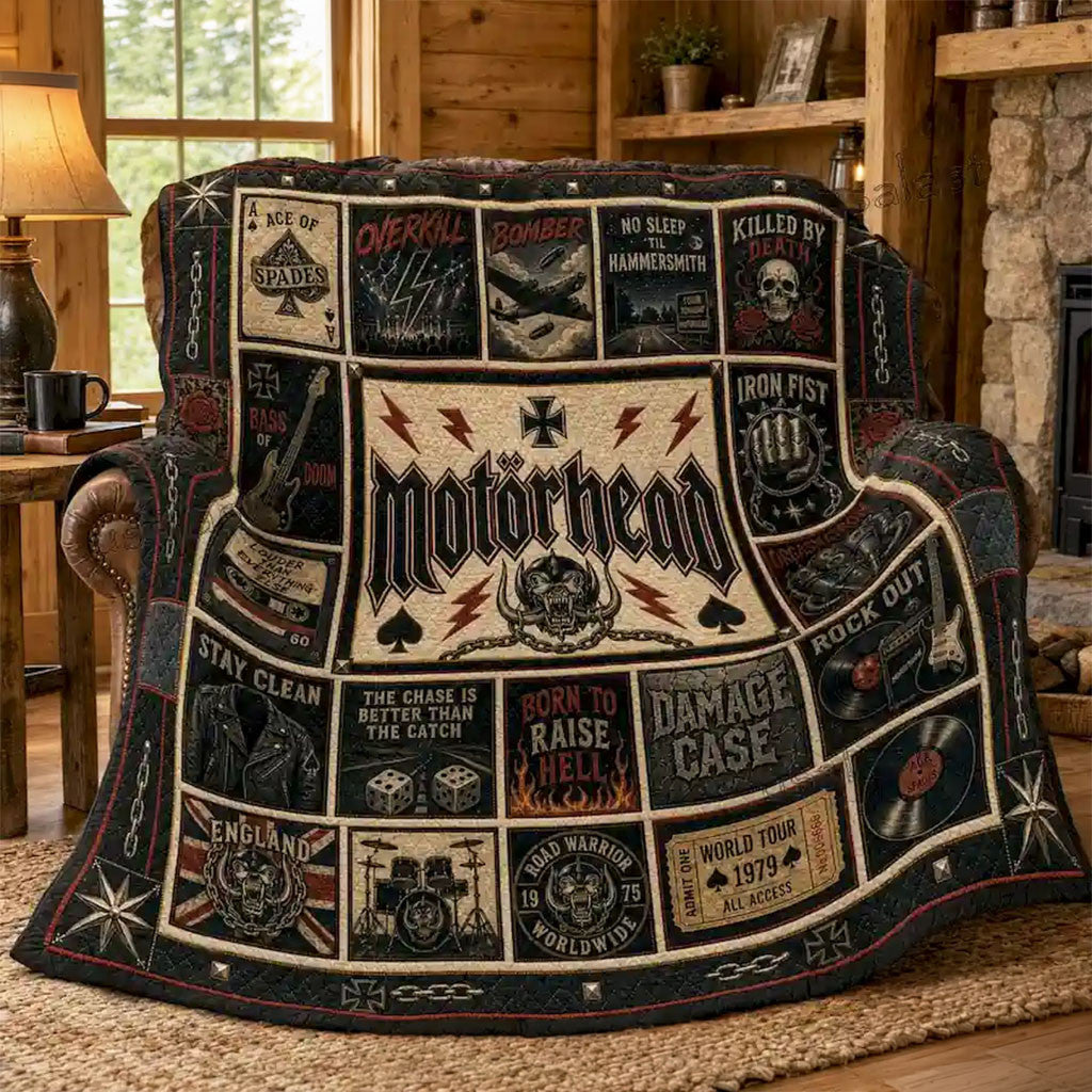 MotorHead Iconic Symbol Tribute Quilt Blanket Sofa Decor MotorHead Merch Gift For Rocker - Merchluma