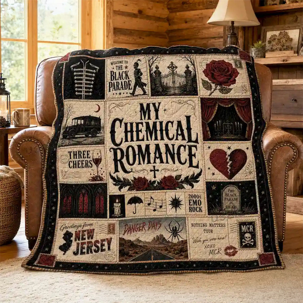 My Chemical Romance Iconic Symbol Quilt Blanket My Chemical Romance Merch House Decorations - Merchluma