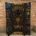 Nirvana Band Smiley Logo Stained Glass Quilt Blanket Nirvana Merch Home Decor Items - Merchluma