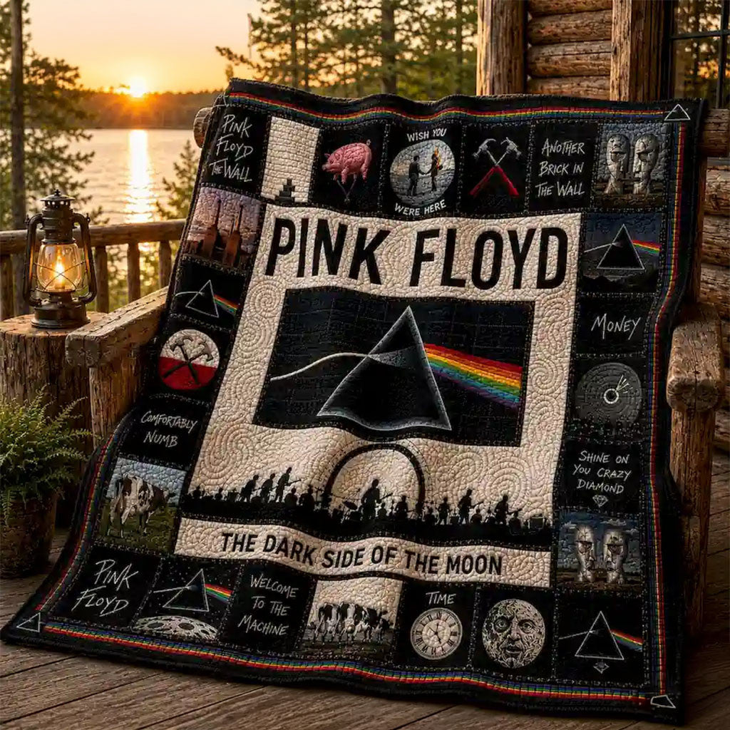 Pink Floyd The Dark Side Of The Moon Quilt Blanket Pink Floyd Merch Rocker Home Decor - Merchluma