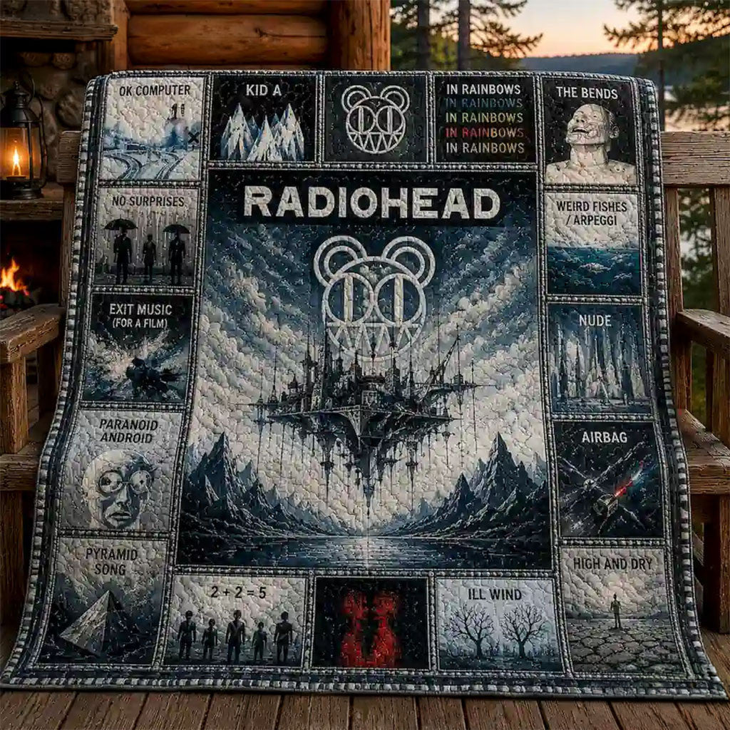 Radiohead Rock Band Quilt Blanket Rock Music Fan Bedroom Decor Radiohead Merch Best Gifts - Merchluma