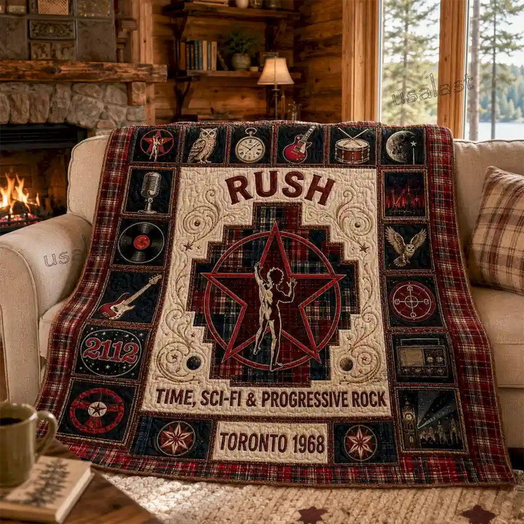 Rush Band Toronto 1968 Starman Quilt Blanket Time Sci Fi Progressive Rock RUSH Merch Decor - Merchluma
