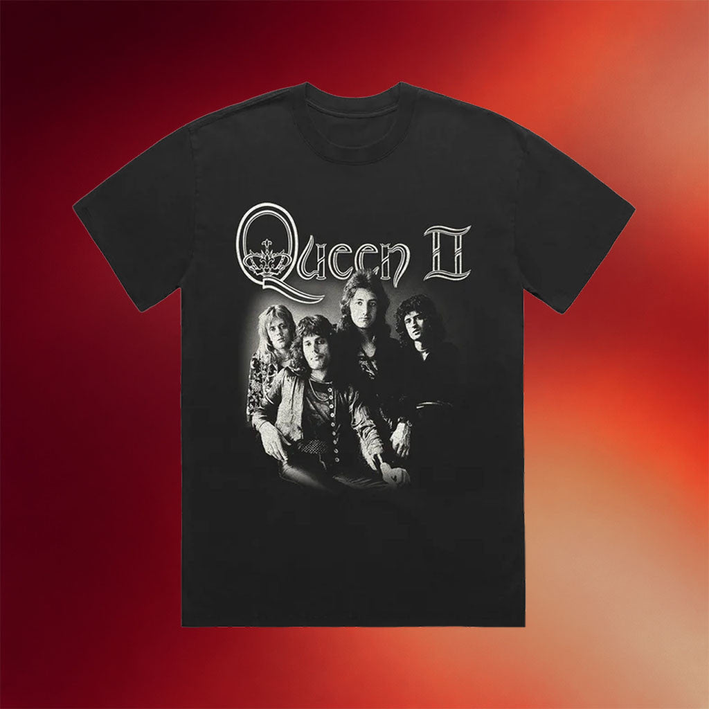 Queen Merch 2026 QUEEN II Photo Black T-Shirt Gift Ideas For Rock Band Lovers - Merchluma