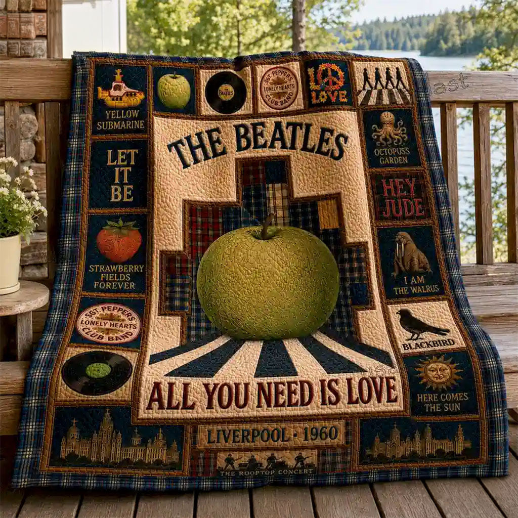 The Beatles All You Need Is Love Quilt Blanket The Beatles Merch Gift For Music Lovers - Merchluma
