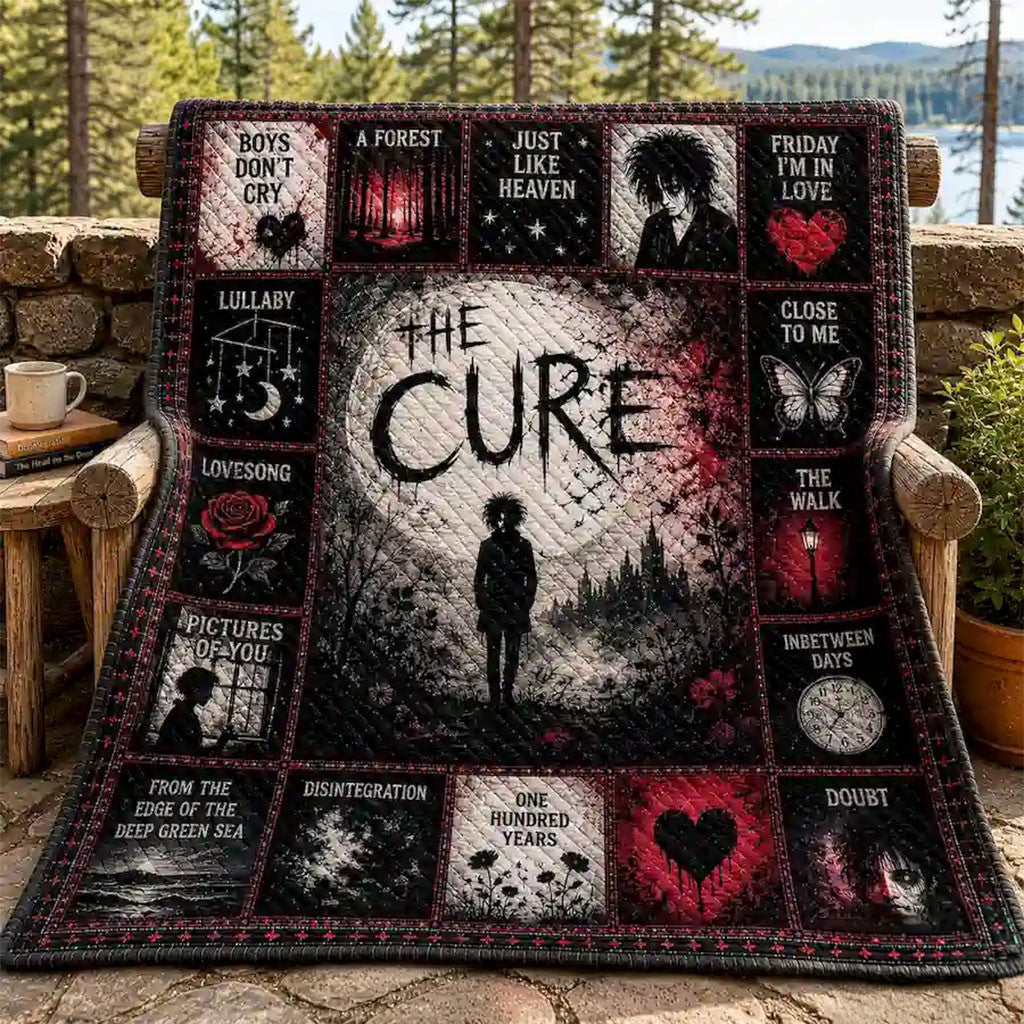 The Cure Gothic Rock Quilt Blanket The Cure Merch Bed Decor Ideas Gift For Music Lovers - Merchluma