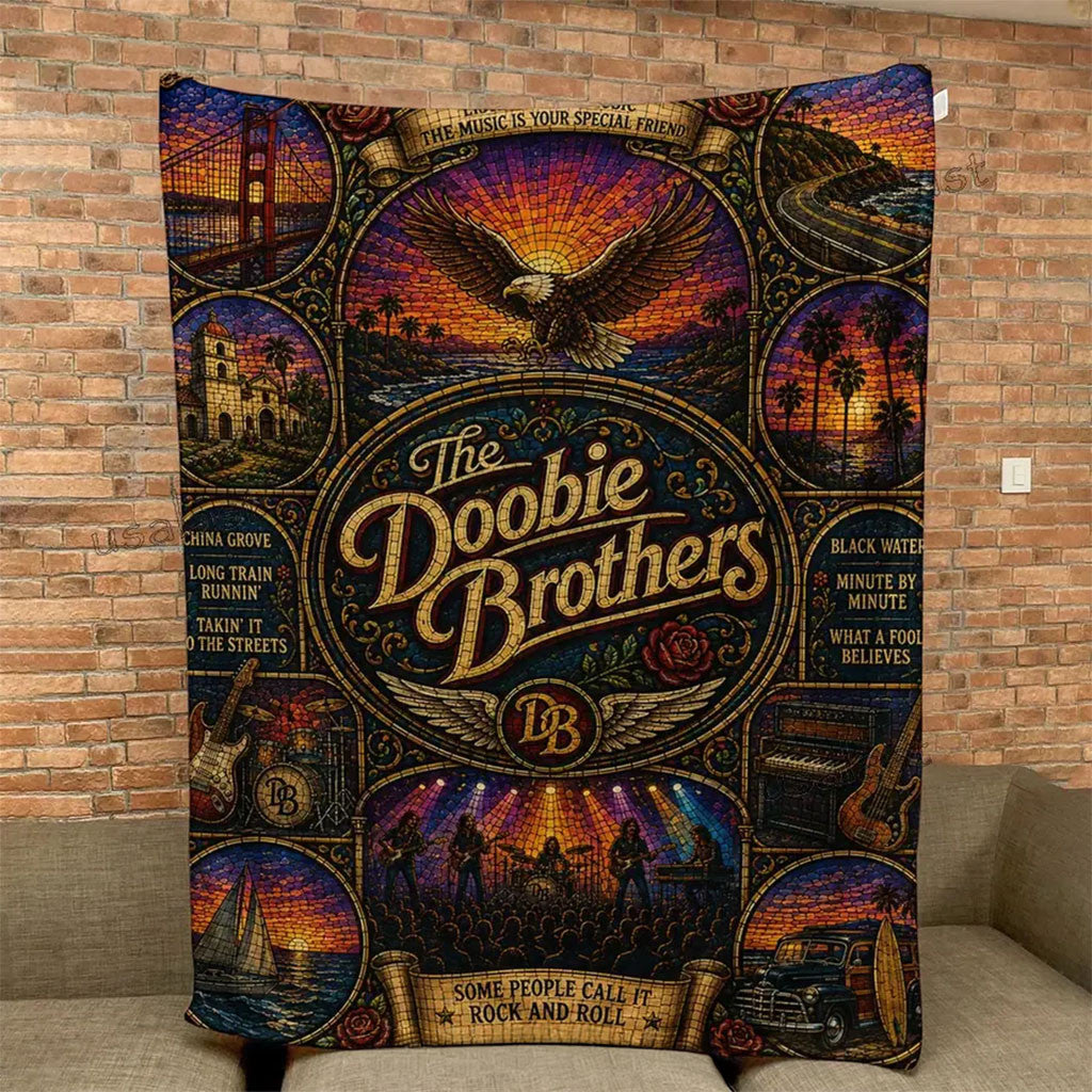 The Doobie Brothers Band Stained Glass Quilt Blanket The Doobie Brothers Merch Gift For Fans - Merchluma