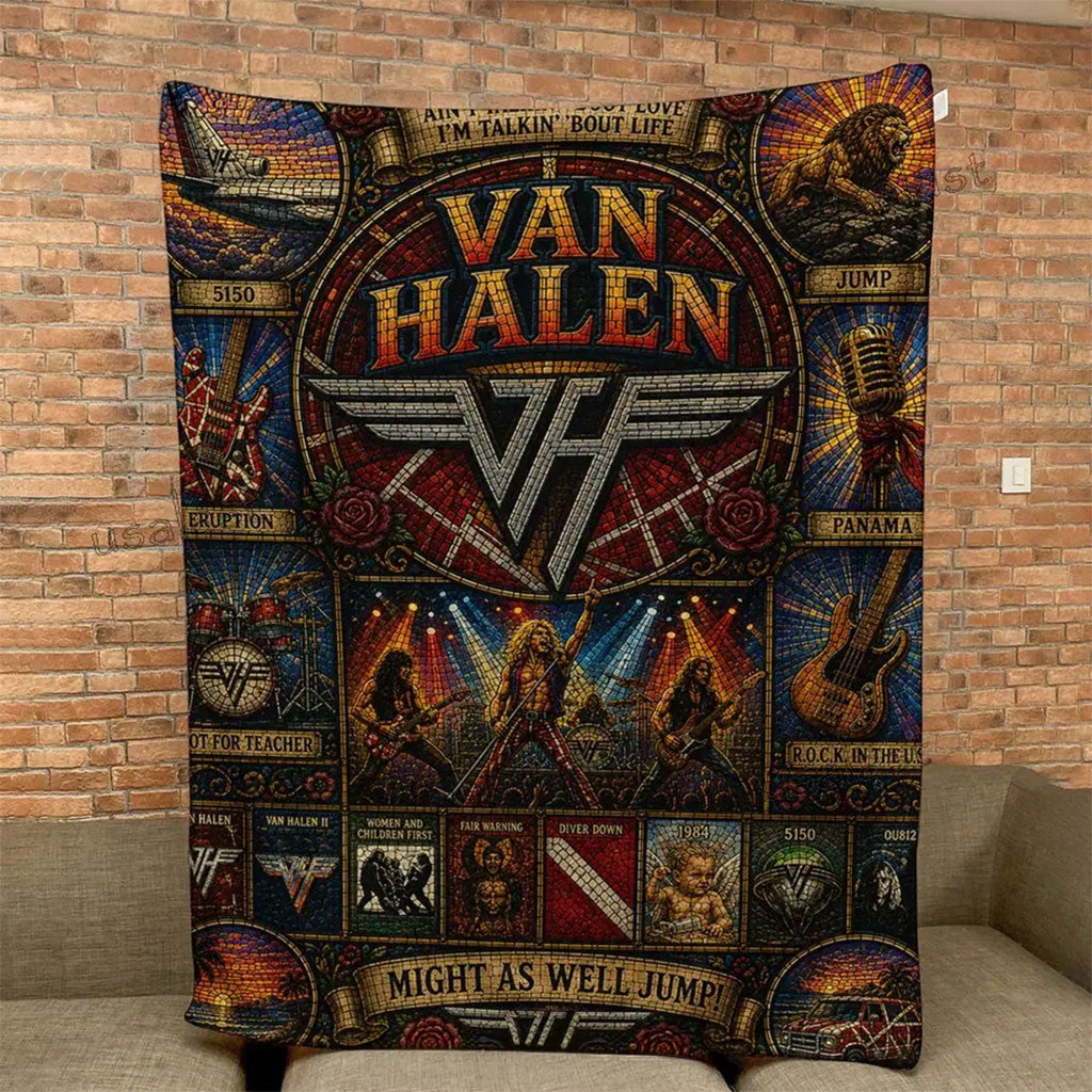 Van Halen Might As Well Jump Quilt Blanket Van Halen Merch Presents For Rock Lovers - Merchluma