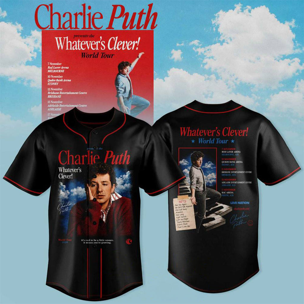 Charlie Puth Whatever's Clever World Tour 2026 Jersey Charlie Puth Merch Gift For Music Lovers - Merchluma