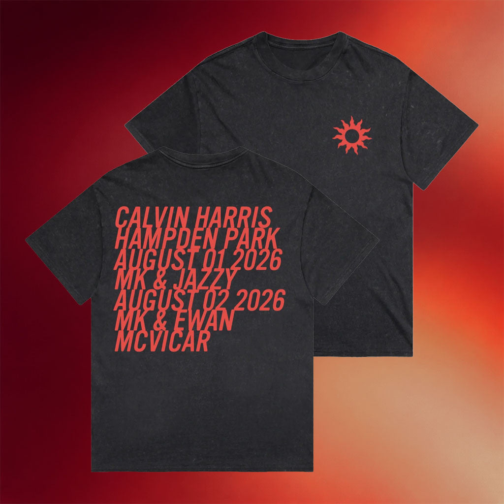 Calvin Harris Merch 2026 Sun Flame T-Shirt Calvin Harris Hampden Park Shirt Concert Outfits - Merchluma