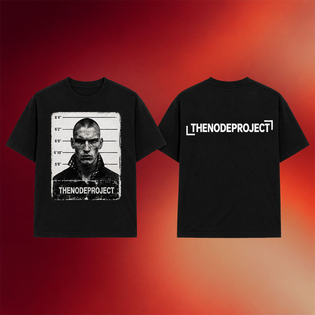 The Node Project Merch 2026 Mugshot T-Shirt Black Gift Ideas For Dudes - Merchluma